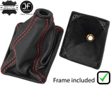 RED STITCH LEATHER GEAR GAITER WITH PLASTIC FRAME FITS VW CORRADO 1988-1995