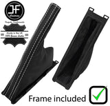 WHITE STITCH LEATHER HANDBRAKE GAITER + PLASTIC FRAME FOR SAAB 95 9-5 1997-2010