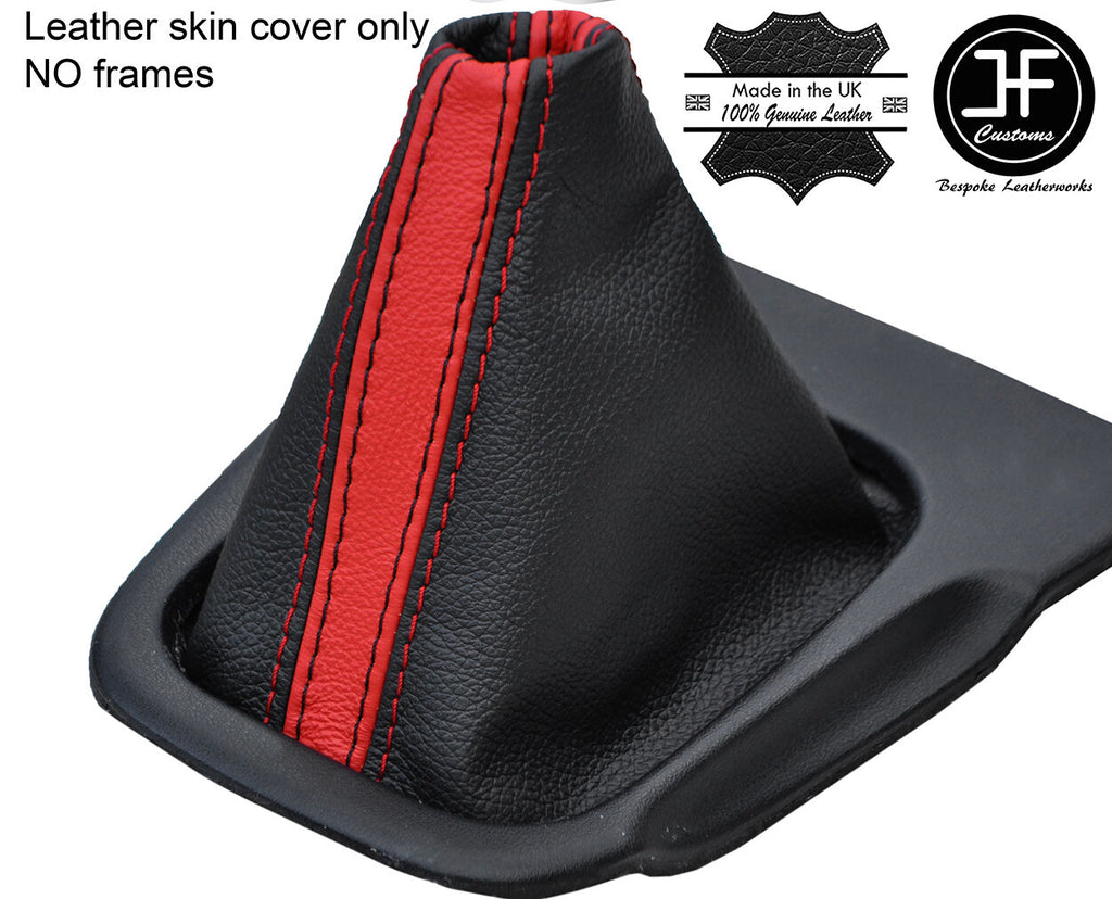 BLACK & RED STRIPE REAL LEATHER GEAR GAITER FITS SILVA 240SX S14 1994-1998
