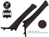 RED STITCH 2X A PILLAR REAL LEATHER COVERS FOR BMW 1 SERIES F20 F21 11-19