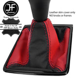 BLACK & RED TOP GRAIN REAL LEATHER MANUAL GEAR GAITER FITS JAGUAR XE 15-18