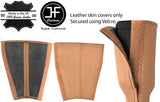 BEIGE REAL LEATHER 2X SEAT BELT STALK TALL COVERS FOR FIAT 124 SPIDER 16-20