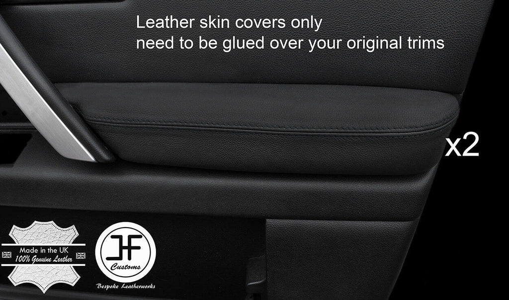 BLACK STITCH 2X FRONT DOOR ARMREST LEATHER COVERS FITS INFINITI FX35 FX45 03-08