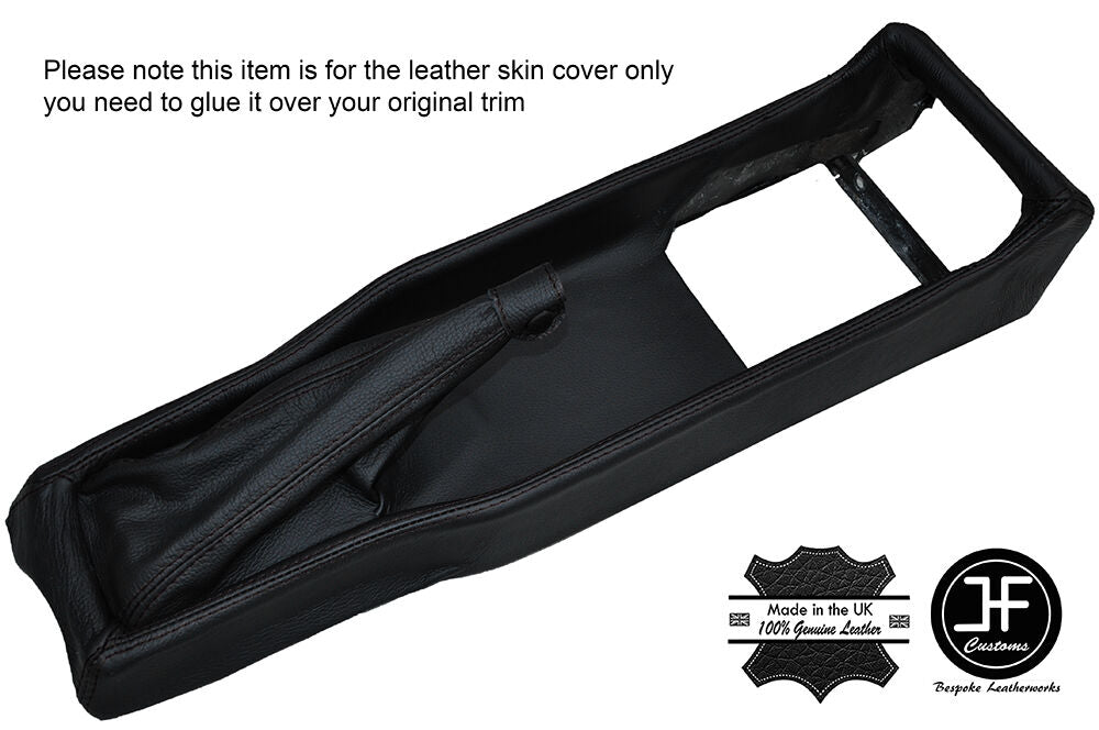 BLACK STITCH CENTER CONSOLE + HANDBRAKE LEATHER COVER FITS ALFA ROMEO SPIDER 105