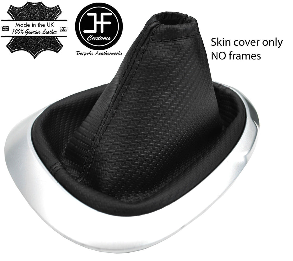 BLACK STITCH CARBON FIBER VINYL MANUAL GEAR GAITER FITS NISSAN JUKE 2010-2016