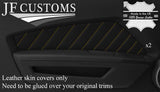 YELLOW STITCH 2X DOOR CARD TRIM LEATHER COVERS FITS FORD MUSTANG 10-14 STYLE 3