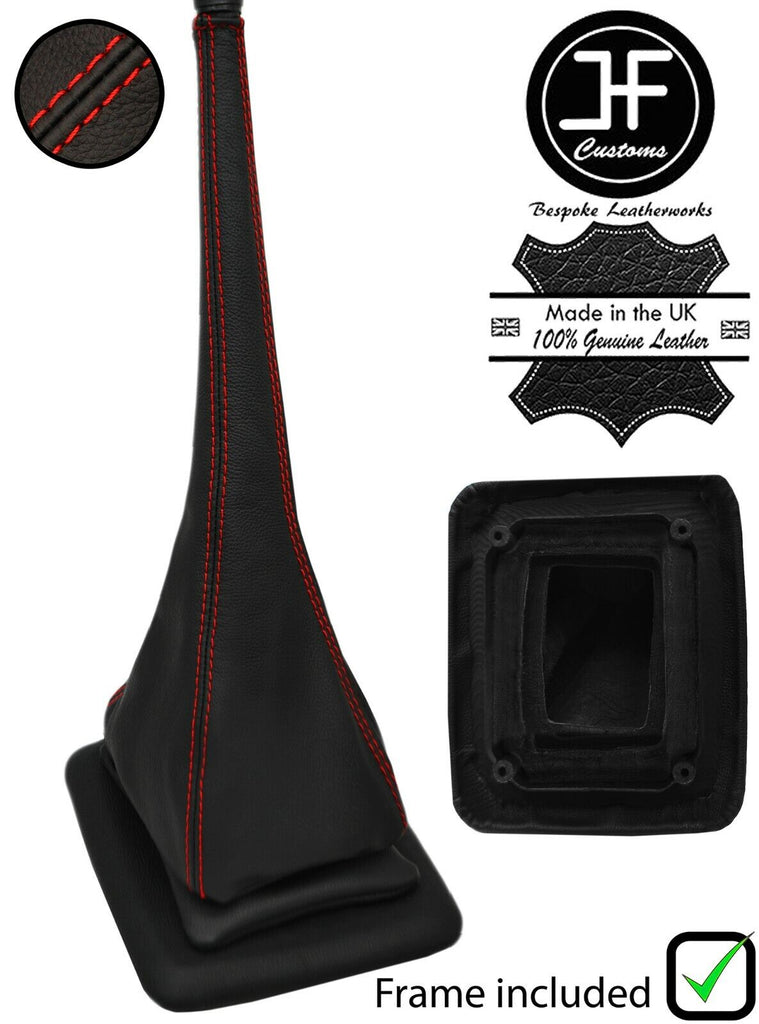 RED STITCH LEATHER MANUAL GEAR GAITER+PLASTIC FRAME FOR FORD F150 92-96 JF1