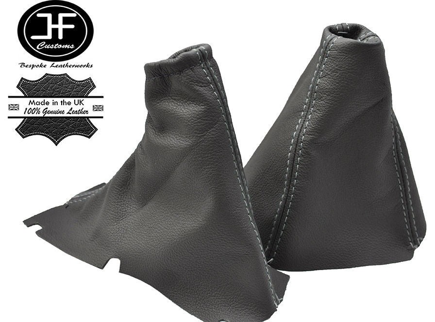 WHITE STITCH MANUAL DARK GREY GEAR HANDBRAKE GAITER FITS VOLVO S80 1998-2006