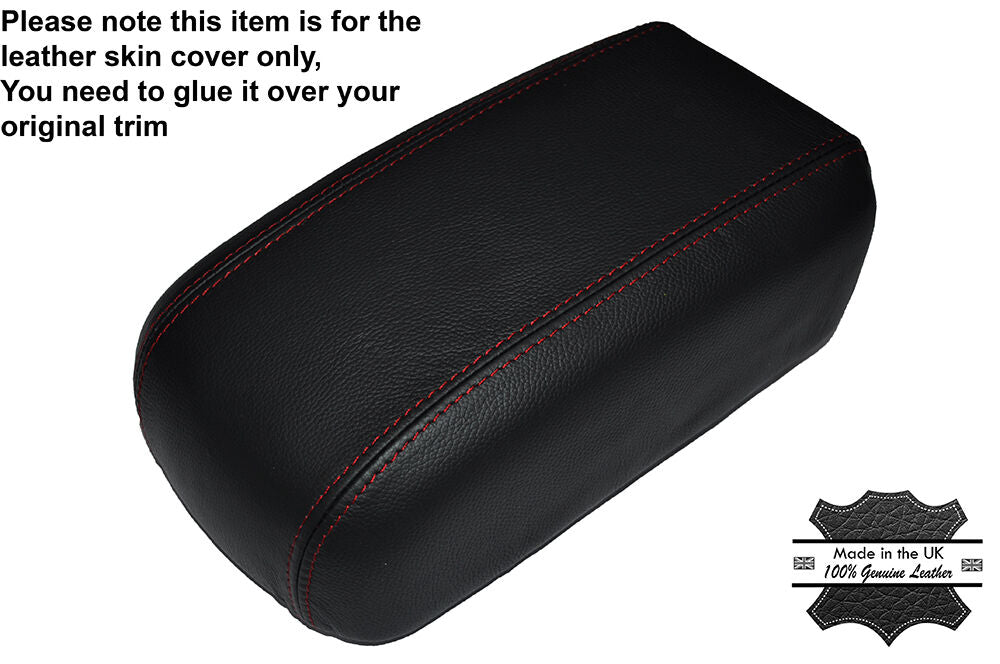 RED STITCHING LEATHER ARMREST SKIN COVER FITS HYUNDAI I30 i30 2007-2011