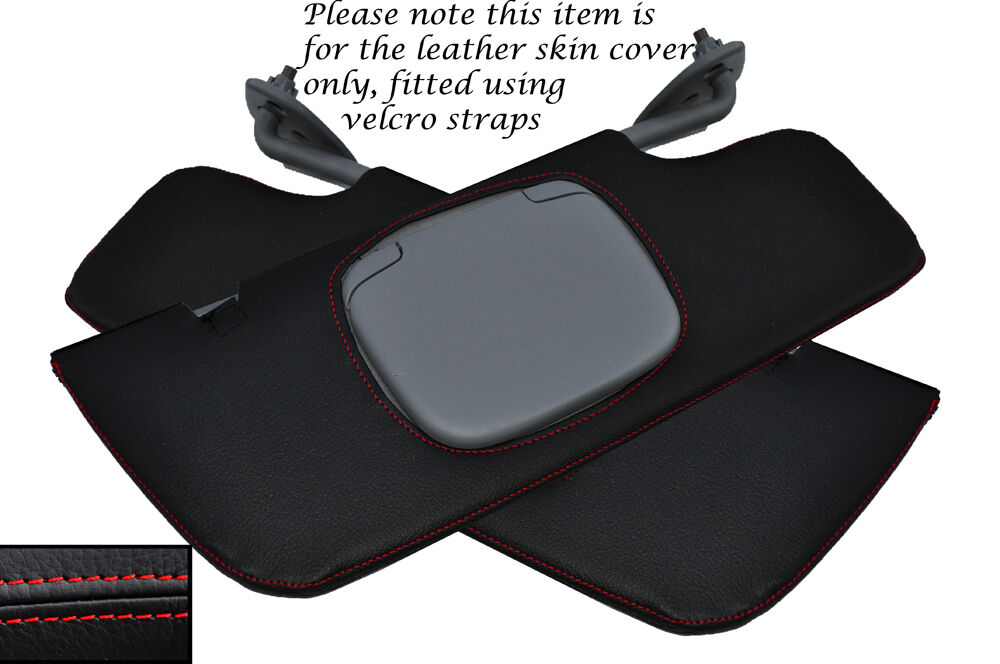 RED  STITCHING  2X SUN VISORS LEATHER SKIN COVERS FITS FORD MUSTANG 2005-2009