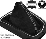 WHITE STITCH SUEDE MANUAL GEAR GAITER FITS NISSAN QASHQAI J11 2013-2018