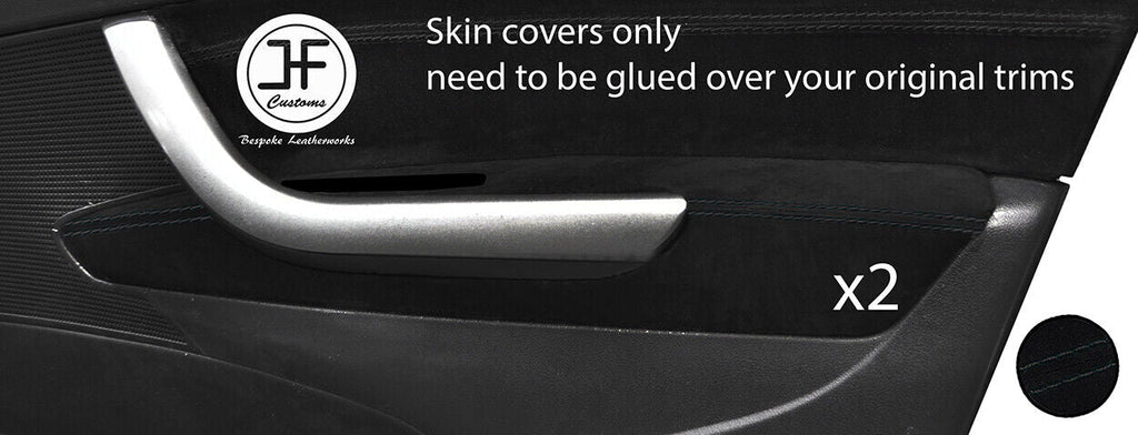 BLACK STITCH 2X FRONT DOOR ARMREST SUEDE COVER FOR PEUGEOT 308 07-12 5 DOOR