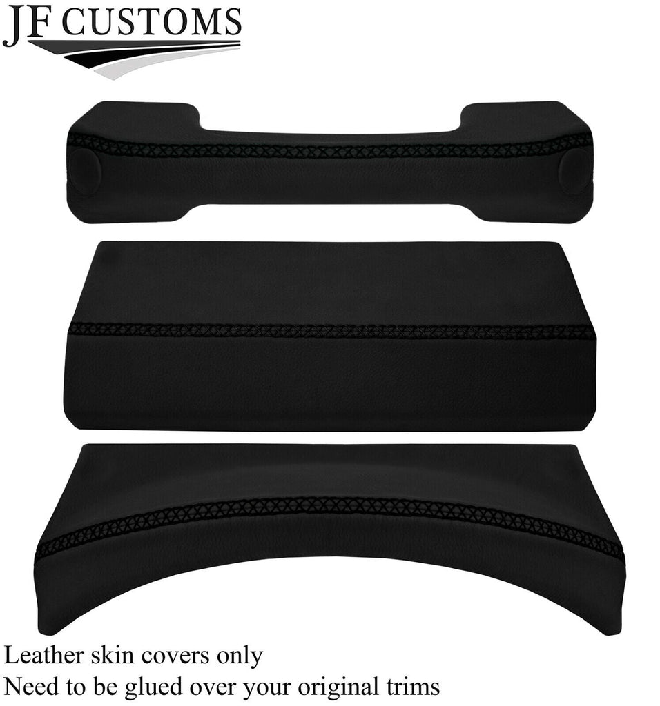 BLACK LUX-STITCH LEATHER 3X DASH TRIM COVERS FOR LAND ROVER DEFENDER 07-16