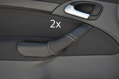 white stitch FITS SAAB  9-3 2004-2011 2X LEATHER DOOR HANDLE COVERS CUSTOM NEW