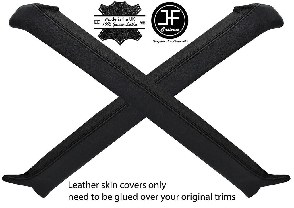 BLACK & BLACK 2X A POST PILLAR REAL LEATHER COVERS FITS DATSUN 280ZX 1979-1981