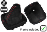 RED STITCHING SUEDE MANUAL GEAR GAITER + PLASTIC FRAME FITS AUDI A1 2011-2017