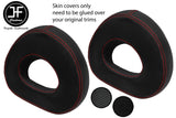RED STITCH 2X HEADREST LEATHER AND CARBON COVERS FOR SMART ROADSTER 452 03-05