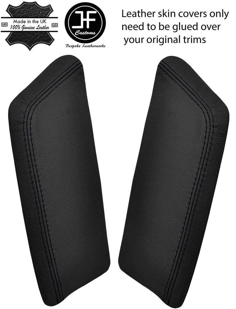 BLACK STITCH 2X KNEE PAD REAL LEATHER COVERS FITS TRIUMPH TR7 TR8 1976-1981