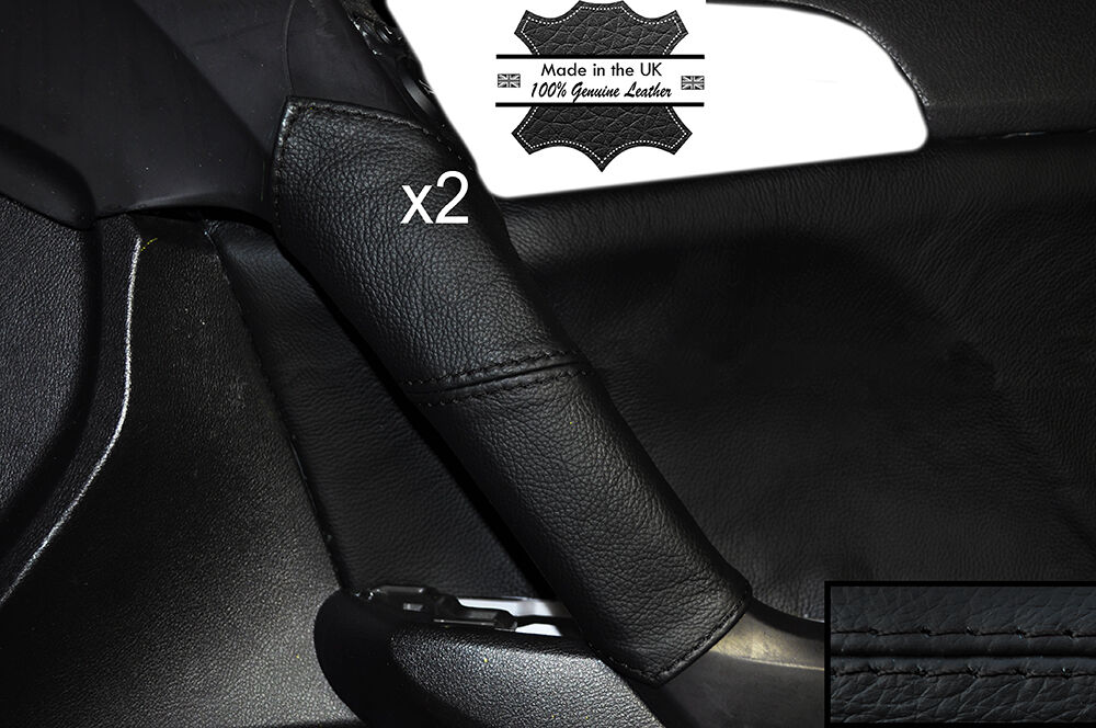 BLACK STITCH 2X REAR DOOR HANDLE LEATHER COVERS FITS HONDA ACCORD MK8 2008-2012