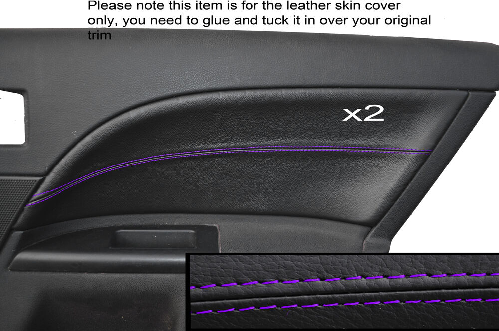 PURPLE STITCH 2X REAR DOOR CARD TRIM SKIN COVERS FITS FORD MONDEO MK3 2001-2007