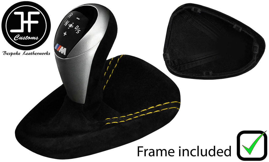 YELLOW STITCH SUEDE AUTOMATIC DCT GEAR+PLASTIC FRAME FOR BMW E90 E92 E93 JFM