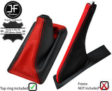 BLACK&RED LEATHER GEAR GAITER+TOP RING+HANDBRAKE GAITER FOR HONDA CIVIC 88-95