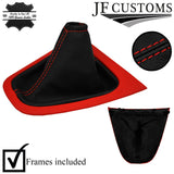 RED STITCH LEATHER GEAR + SURROUND COVERS + FRAMES FOR TOYOTA AURIS 07-11