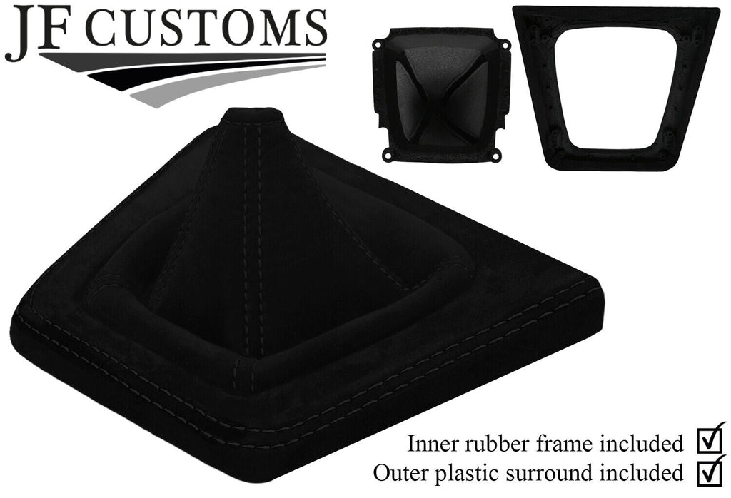 BLACK STITCH LUXE SUEDE GEAR GAITER+BASE+FRAME KIT FITS MAZDA RX7 FC3S 86-91