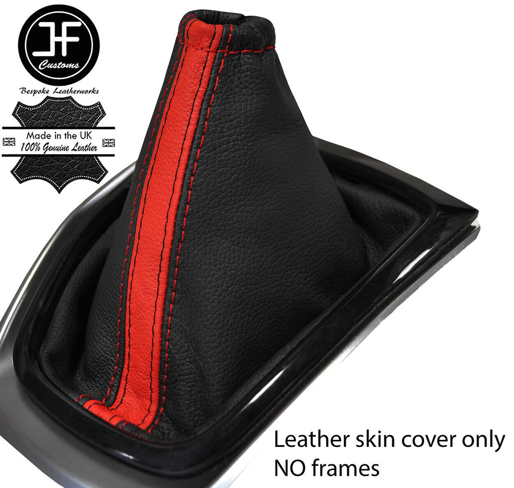 BLACK & RED STRIPE LEATHER MANUAL GEAR GAITER FITS NISSAN X TRAIL T32 14-19
