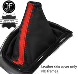 BLACK & RED STRIPE LEATHER MANUAL GEAR GAITER FITS NISSAN X TRAIL T32 14-19