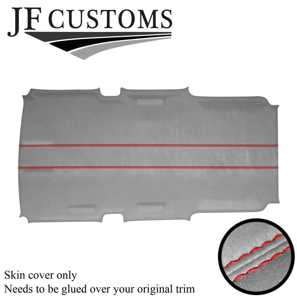 RED STITCH L GREY LUXE-SUEDE  HEADLINER COVER FOR HUMMER H3 05-11 STYLE 2