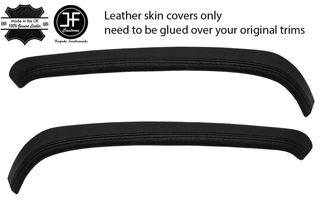 BLACK REAL LEATHER 2X REAR DOOR TRIM COVERS FOR BMW 3 SERIES E90 SALOON 06-13
