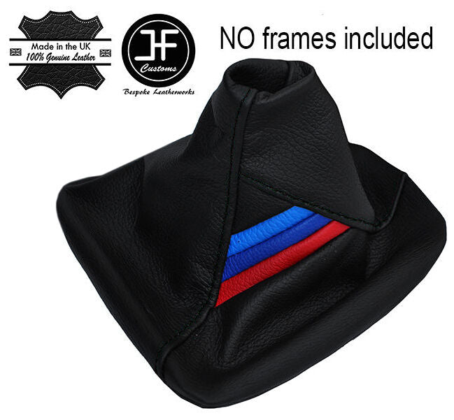 BLACK STITCHING FITS BMW E36 E46 1991-2005 GEAR GAITER TRI COLOUR STRIPES