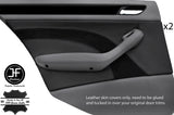 BLACK STITCH 2X REAR DOOR CARD LEATHER & SUEDE COVERS FOR BMW E46 SALOON 98-05