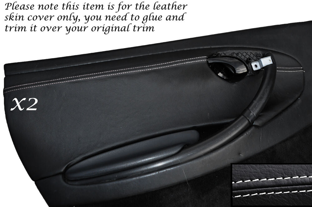 WHITE STITCHING 2X DOOR CARD TRIM  SKIN COVERS FITS PORSCHE 986 BOXSTER 96-04
