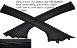 BLACK STITCH 2X A PILLARS SKIN COVERS FITS TOYOTA AYGO CITROEN C1 PEUGEOT 107