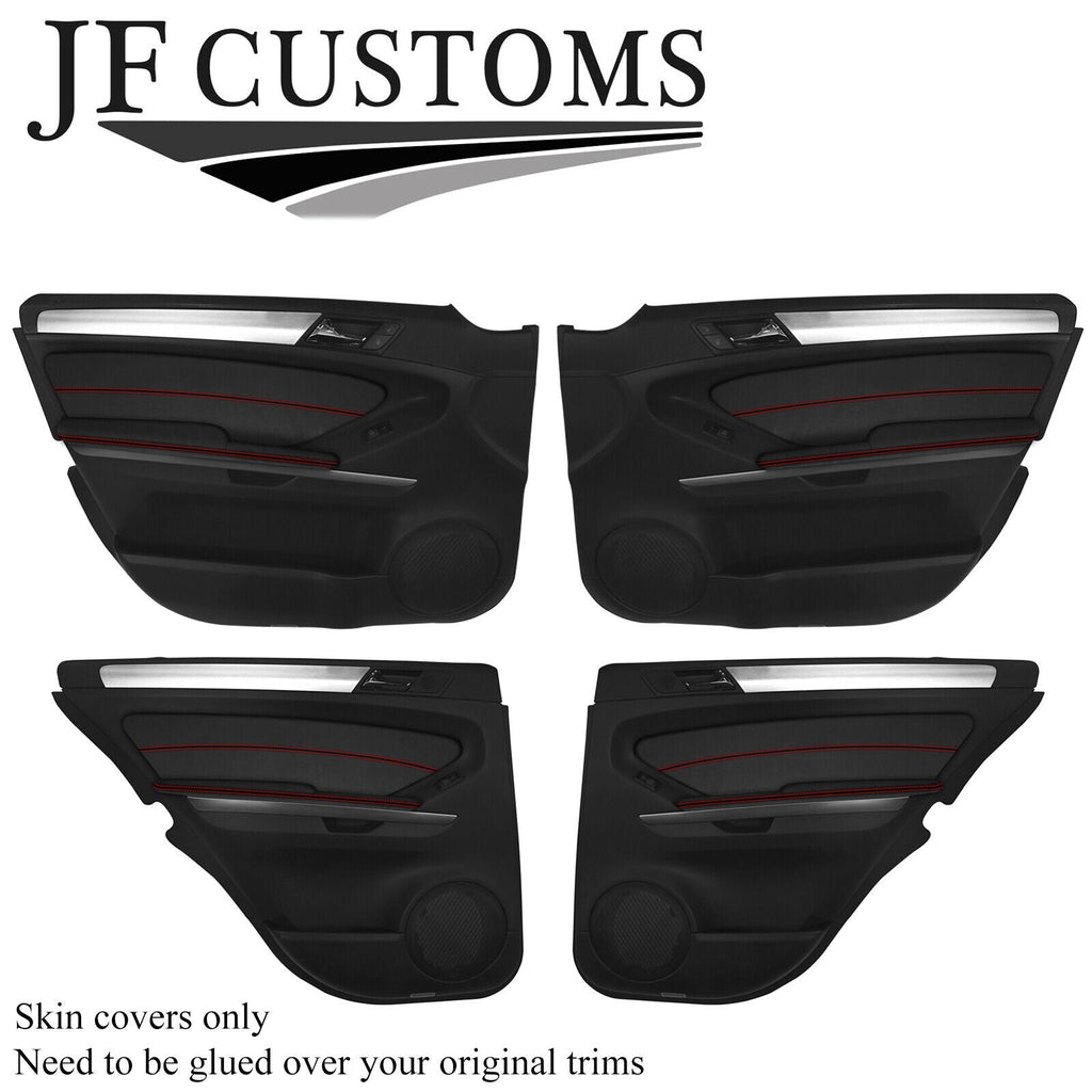 RED STITCH D GREY SUEDE 4X DOOR TRIM ARMREST COVER FOR MERCEDES ML W164 05-11