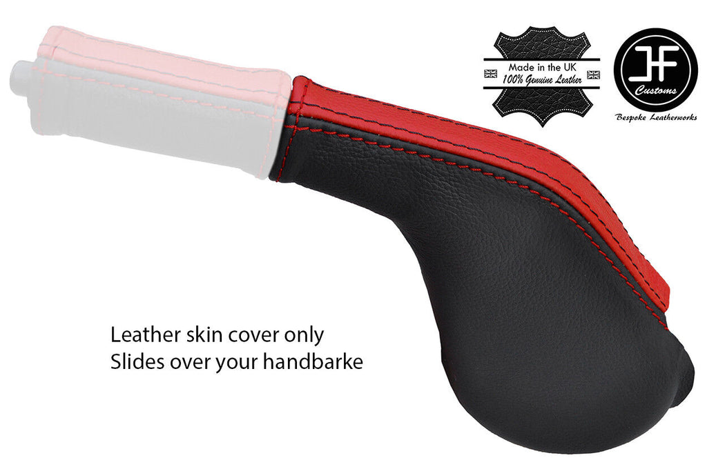 BLACK & RED TOP GRAIN LEATHER HANDBRAKE GAITER FOR MAZDA RX7 FC3S 1986-1991