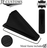 BLACK STITCH REAL LEATHER HANDBRAKE GAITER+METAL FRAME FITS TOYOTA AURIS 12-18