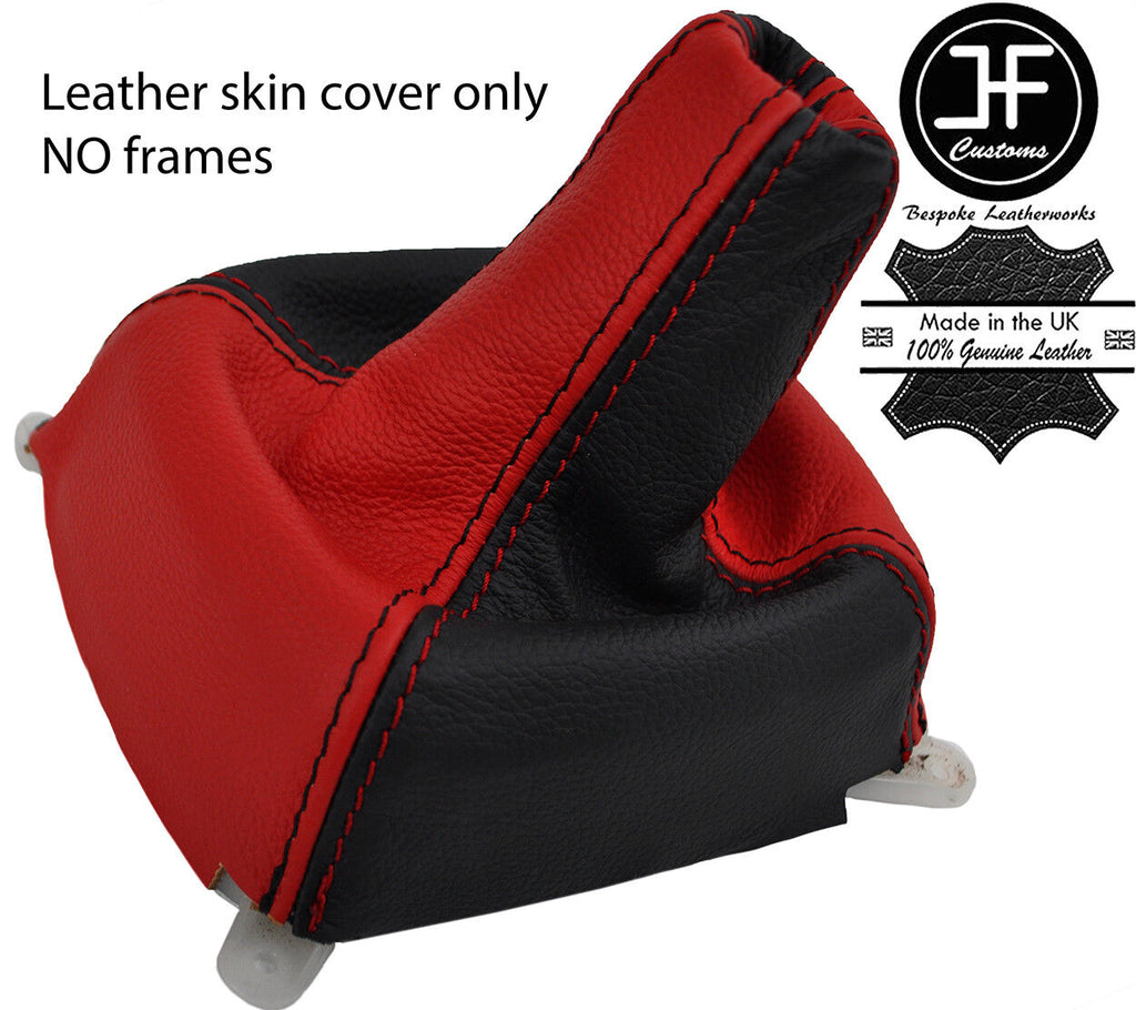 BLACK & RED TOP GRAIN LEATHER MANUAL GEAR GAITER FITS MITSUBISHI COLT 95-03