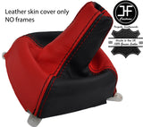 BLACK & RED TOP GRAIN LEATHER MANUAL GEAR GAITER FITS MITSUBISHI COLT 95-03