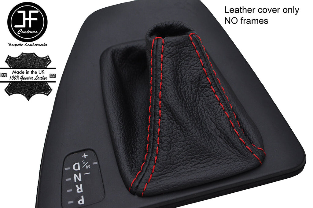 RED STITCH AUTOMATIC TOP GRAIN LEATHER GEAR GAITER FITS BMW 3 E90 E91 E92 E93