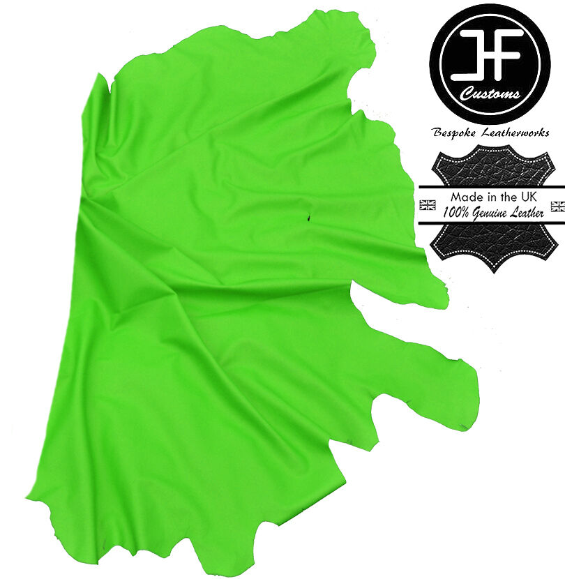 LIME GREEN LEATHER 20 SQ FT HALF HIDE QUALITY TOP GRAIN GENUINE LEATHER