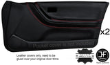 RED  STITCH 2X FRONT FULL DOOR CARD LEATHER COVER FITS SUNNY PULSAR GTIR RNN14