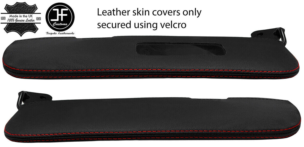 RED STITCH 2X SUN VISORS LEATHER COVERS FOR SAAB 900 CLASSIC CONVERTIBLE