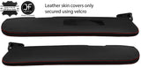 RED STITCH 2X SUN VISORS LEATHER COVERS FOR SAAB 900 CLASSIC CONVERTIBLE