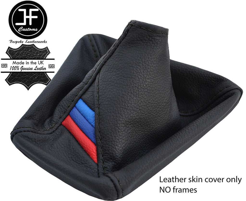 BLACK STITCH TRI STRIPE LEATHER MANUAL GEAR GAITER FOR BMW F10 F11 10-16