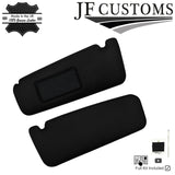 BLACK CROSS STITCH ITALIAN LEATHER 2X SUN VISOR COVERS FITS BMW E31 90-99