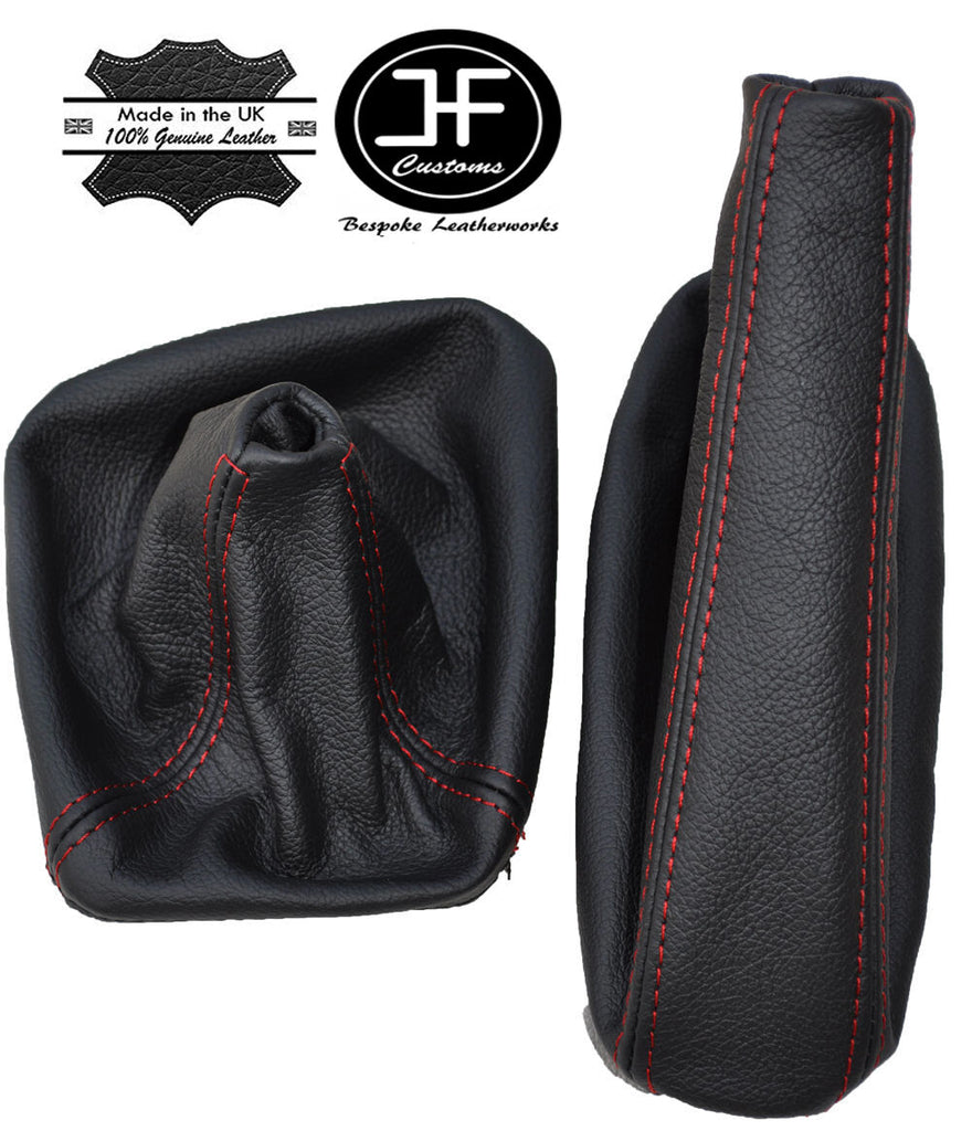 RED STITCH LEATHER FOR BMW E90 E91 E92 E93 MANUAL GEAR HANDBRAKE GAITER SET