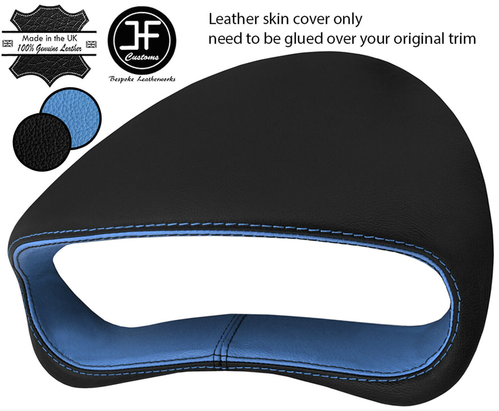 BLACK BLUE GAUGE SPEEDO HOOD 2 TONE LEATHER COVER FOR PEUGEOT 206 98-12